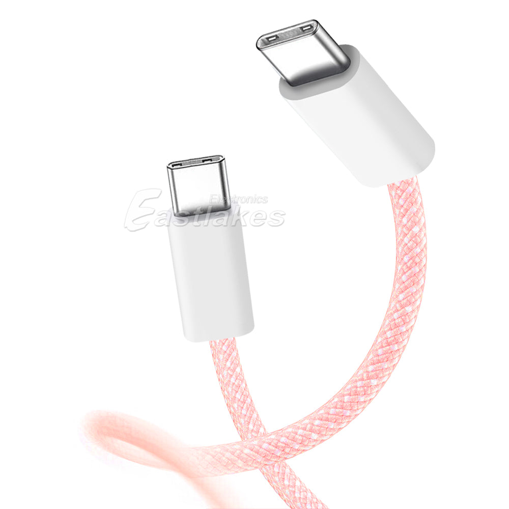 60W USB-C to USB C Braided Pastel Fast Charge Data Cable - Eastlakes Electronics